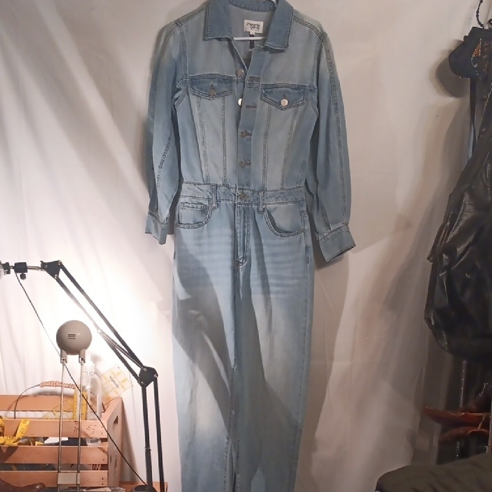 Insane Gene Women's Light Blue Denim Jumpsuit Y2k
